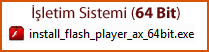 Adobe Flash Player 11 kurulum dosyas (64 bit)
