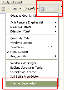 Aralar > nternet Seenekleri