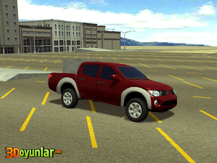 3D araba Similasyonu Mitsubishi 4x4 Krmz